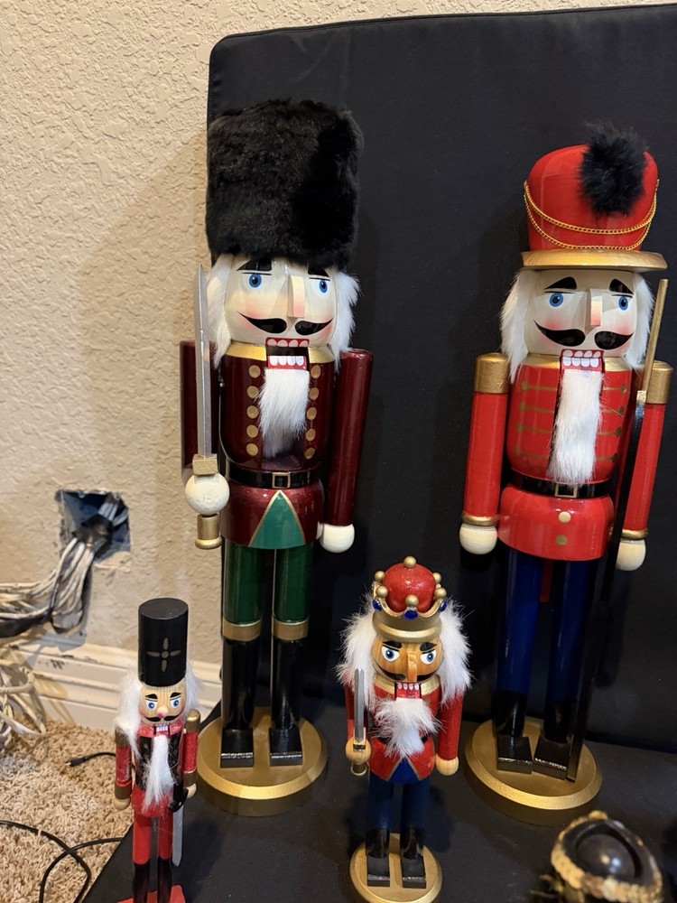 Lot Wood Nutcracker Christmas Decor Set Large Medium Small Holiday Display