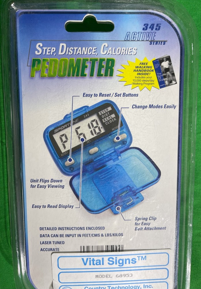 Sportline Pedometer Active Series Model 345 Basic Steps Distance Calories -New-