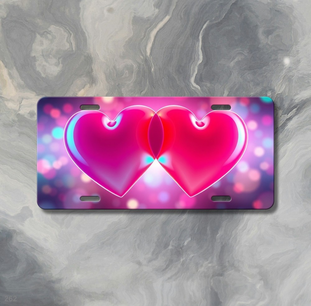Stunning Two Hearts Style Custom Text License Plate Editable Auto Tag