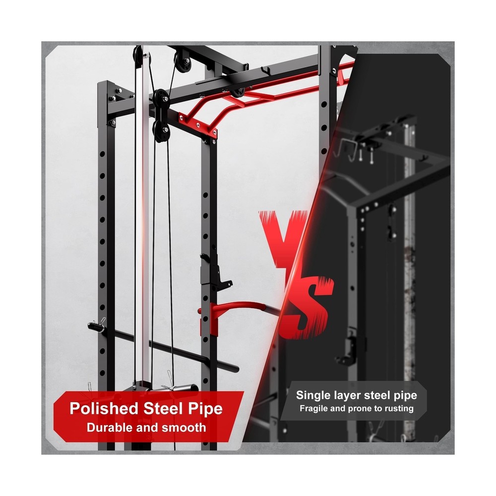 Power Cage, 2000LBS Multi-Function S11 Power Rack with LAT Pulldown, Squat Ra...