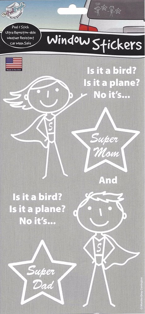 Auto Window Stickers - Super Mom / Super Dad Pack (6 Stickers)