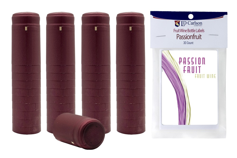 Professional Passionfruit Fruit Wine Labels With Burgundy PVC (30 count)