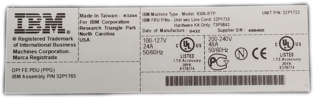 IBM 9306-RTP DPI Rack PDU 7 Outlets
