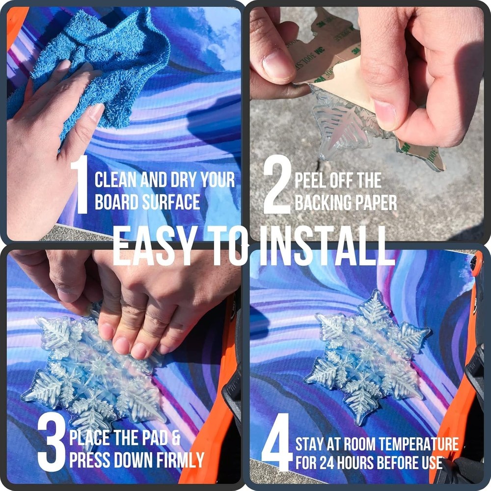 Snowboard Stomp Pad PVC Snowflake 3D Traction Grip Easy Install