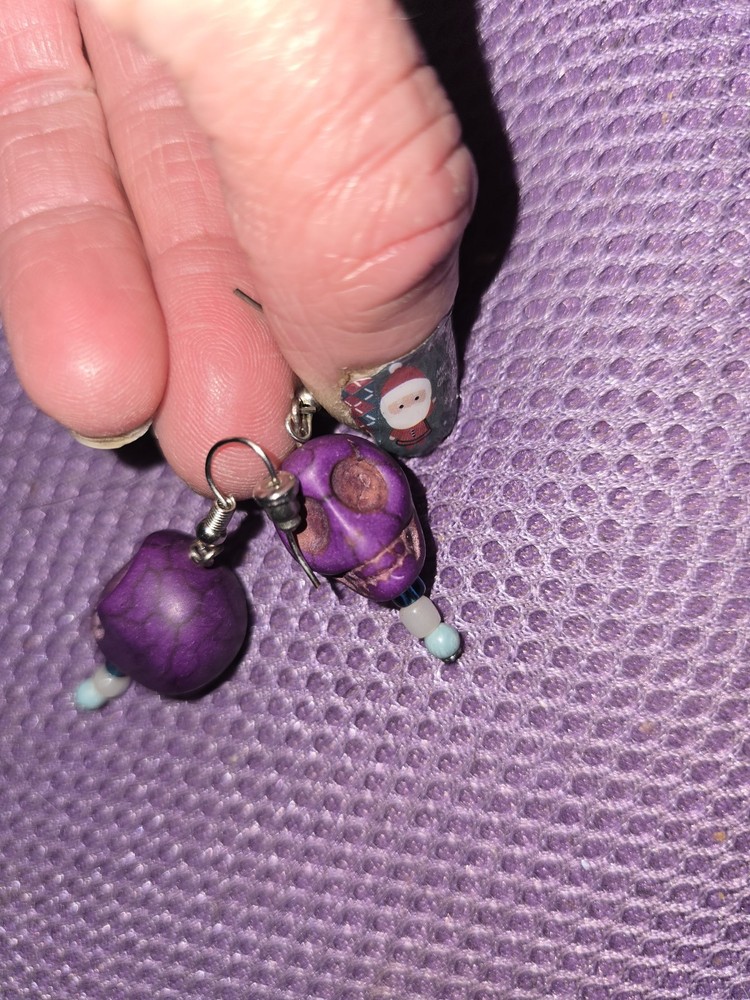 Skull Ear Ring & Bracket Set With Multiple Extra Multi Color Bracelts Set
