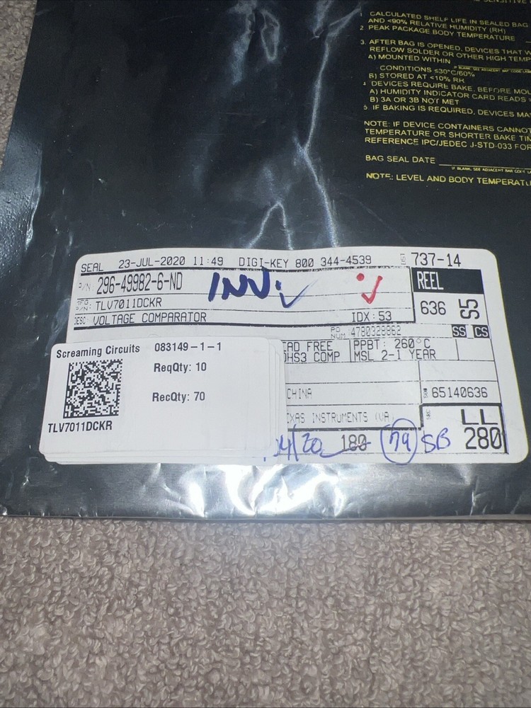 Texas Instruments Comparator Push-Pull SC705 TLV7011DCKR Voltage QTY 79