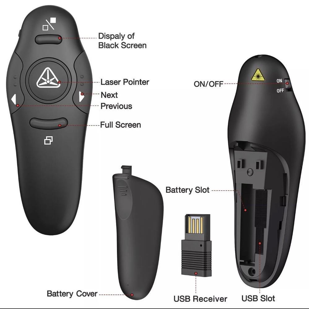 PowerPoint Presentation Remote Wireless USB PPT Presenter Laser Pointer Clicker