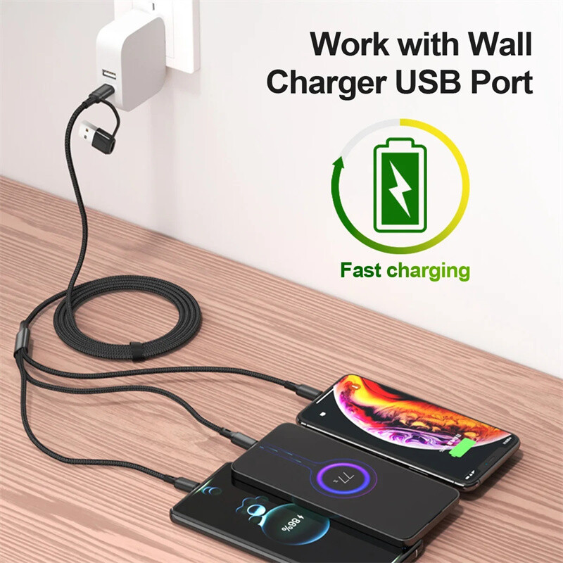 Multi Charging Cable 3 in 1 Multiple USB Fast Charger For iPhone Type C Micro