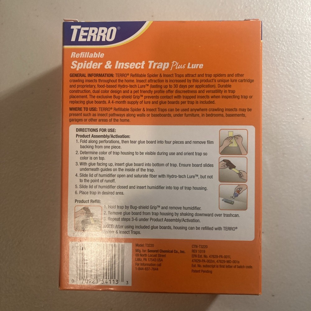 TERRO T3220 Refillable Spider and Insect Trap Plus Lure
