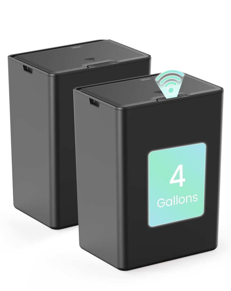 Cesun 2 Pack 4 Gallon Bathroom Trash Can with Lid, Small Automatic Trash Can,...
