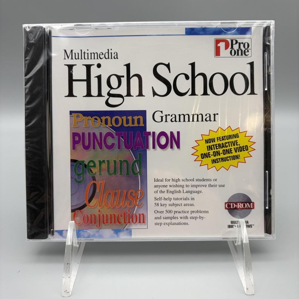 Vintage 1995 Pro One Multimedia High School Grammar CD-ROM PC Software SEALED