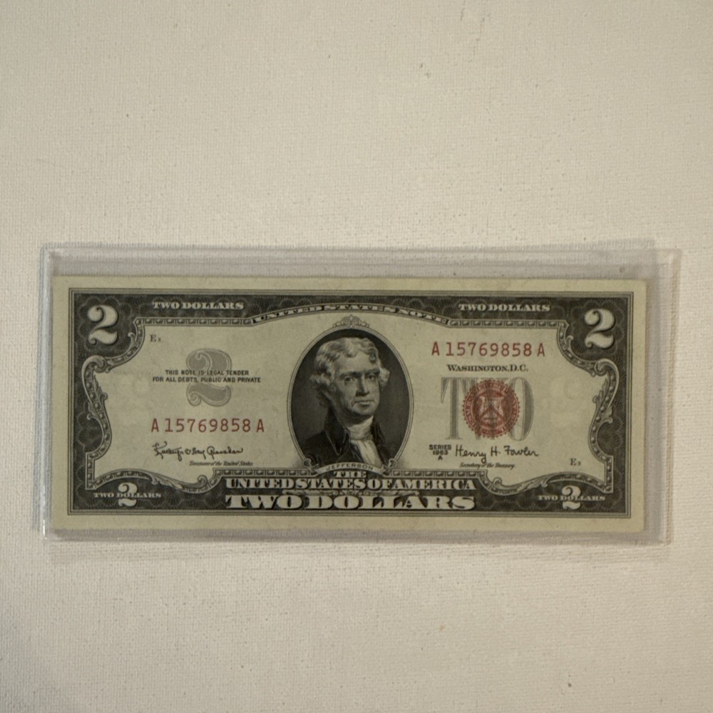 1963 A $2 Two Dollar Bill Red Seal