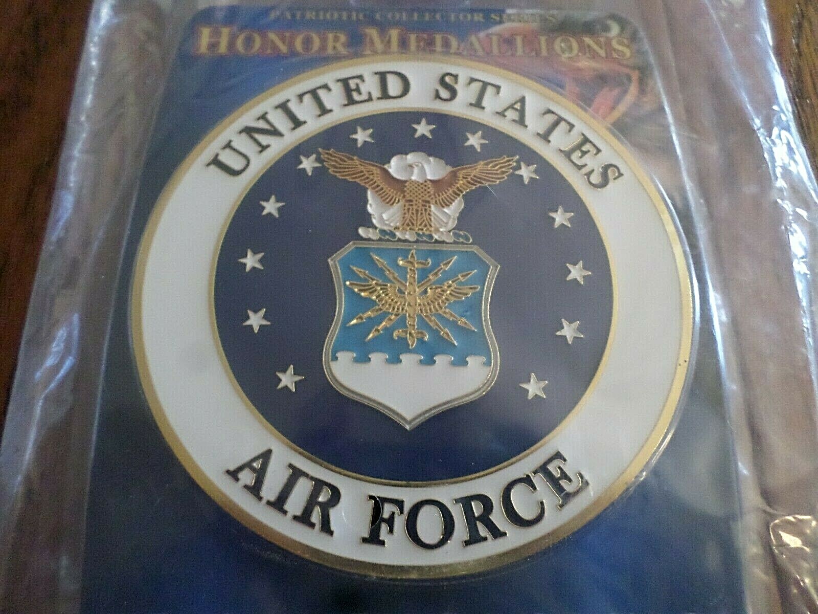 U.S AIR FORCE METAL MEDALLION ENAMEL SHADOW BOX PRESENTATION EMBLEM PLAQUE 4 X 4