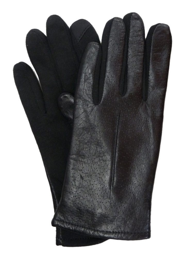 Touchpoint Womens Dimpled Black Leather Tech & Text Smart Gloves