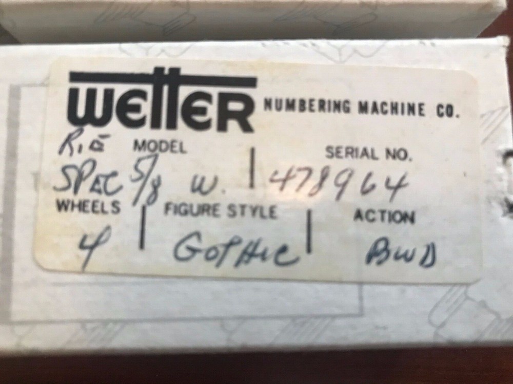 Wetter Numbering Machine 
