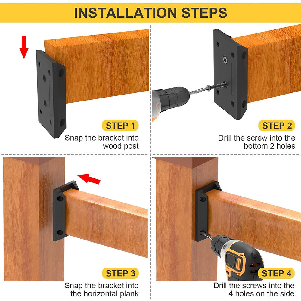 Deck Railing Bracket Connectors, 2X4 Brackets for Railing Wood Lumber Post, 20 P