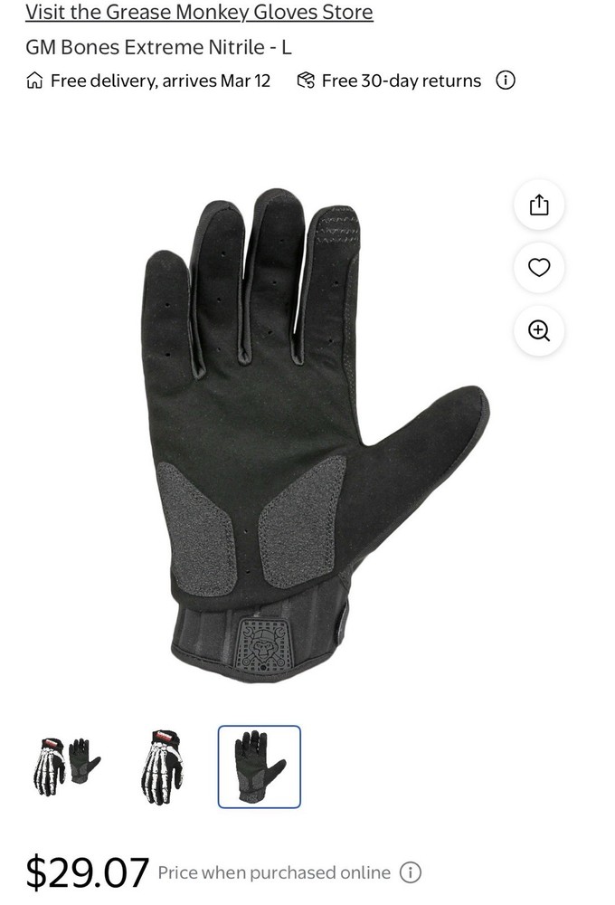 3 - Large Pairs! Grease Monkey Touch Screen Bones Extreme Mechanic Work Gloves