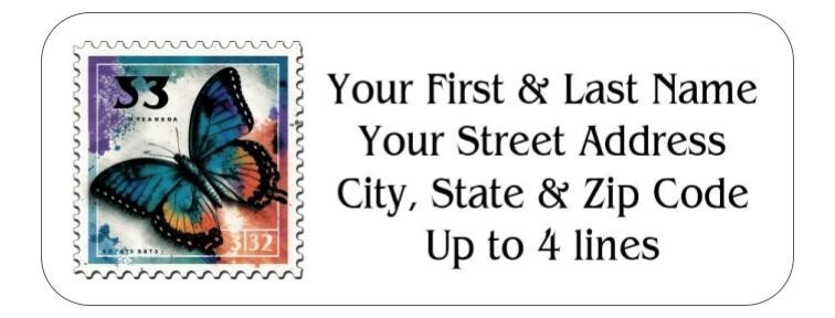 150 Butterfly Postage stamp cute Mailing Return Address Labels Personalized