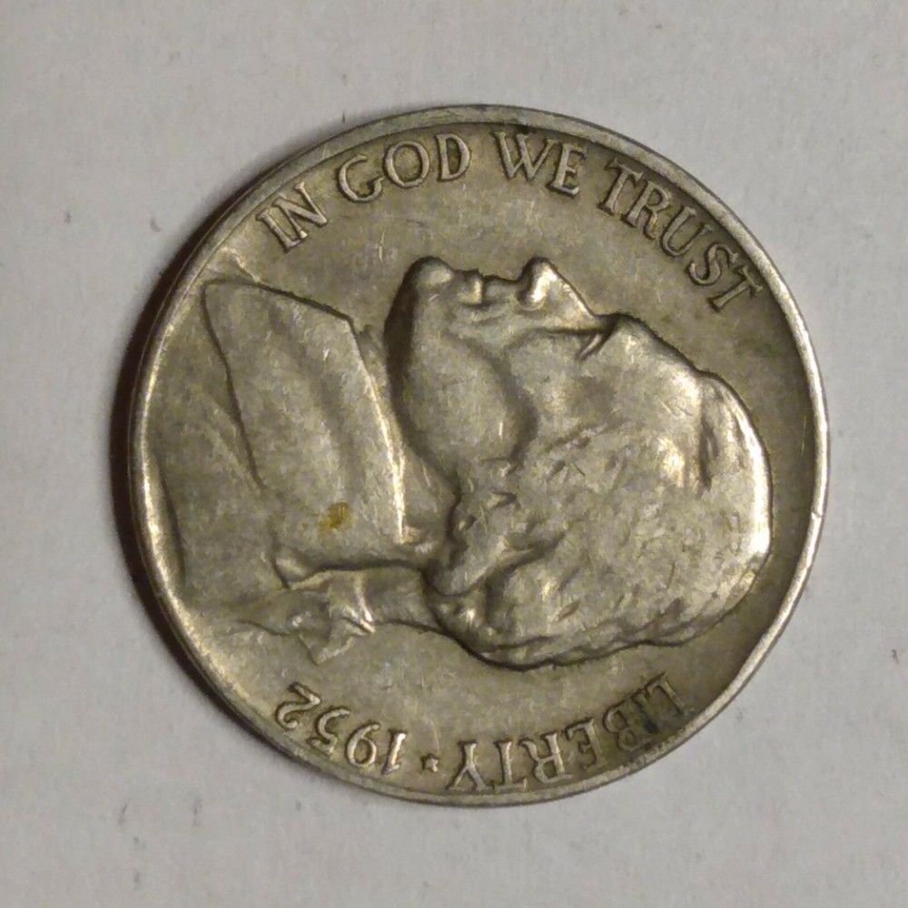 Jefferson Nickel Error 1952s die crack planchette lamination