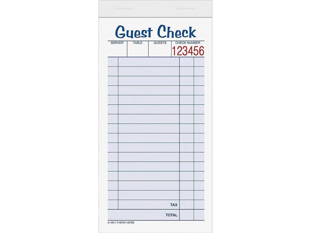 Tops Guest Check Book
