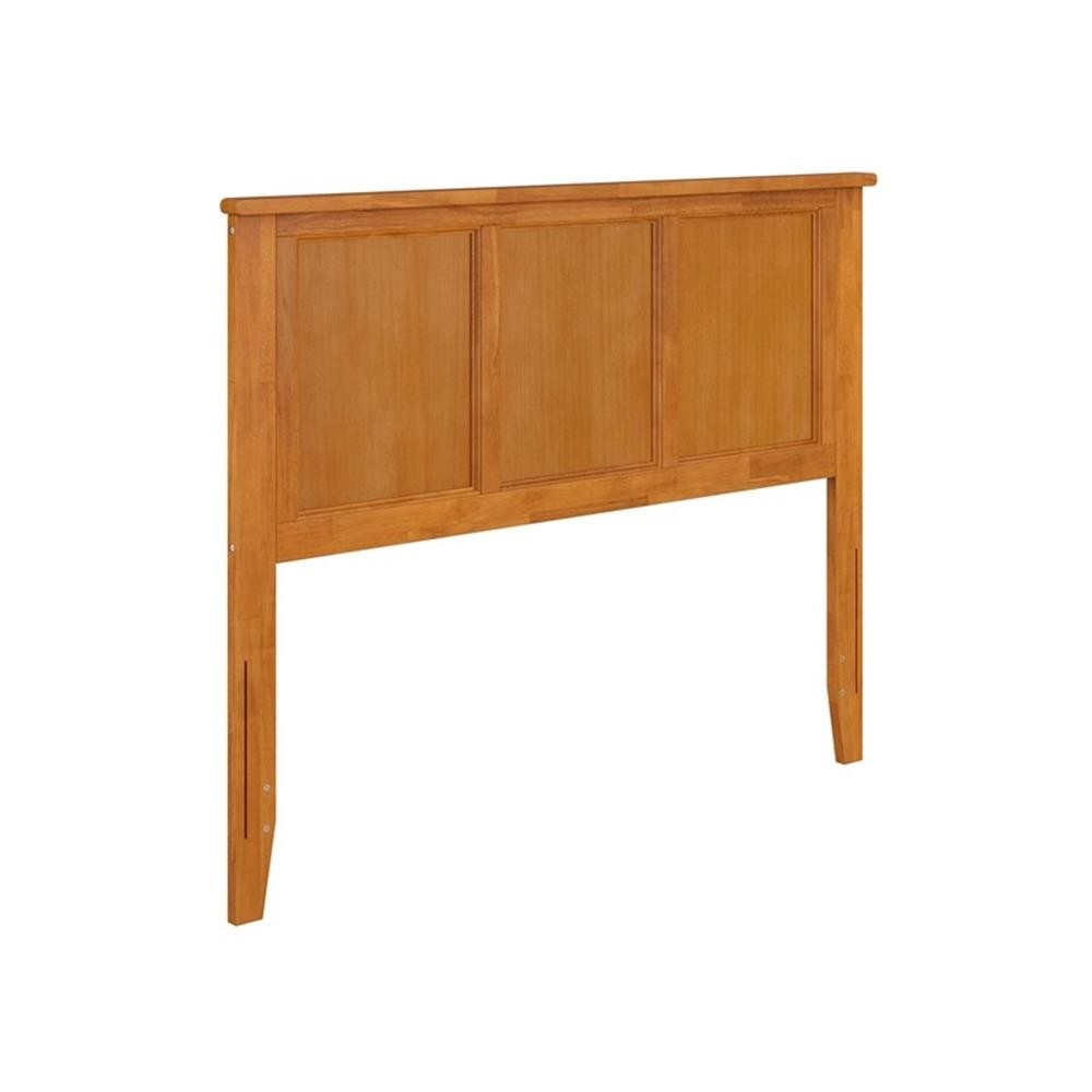 Pemberly Row Full Contemporary Solid Wood Panel Headboard in Light Toffee