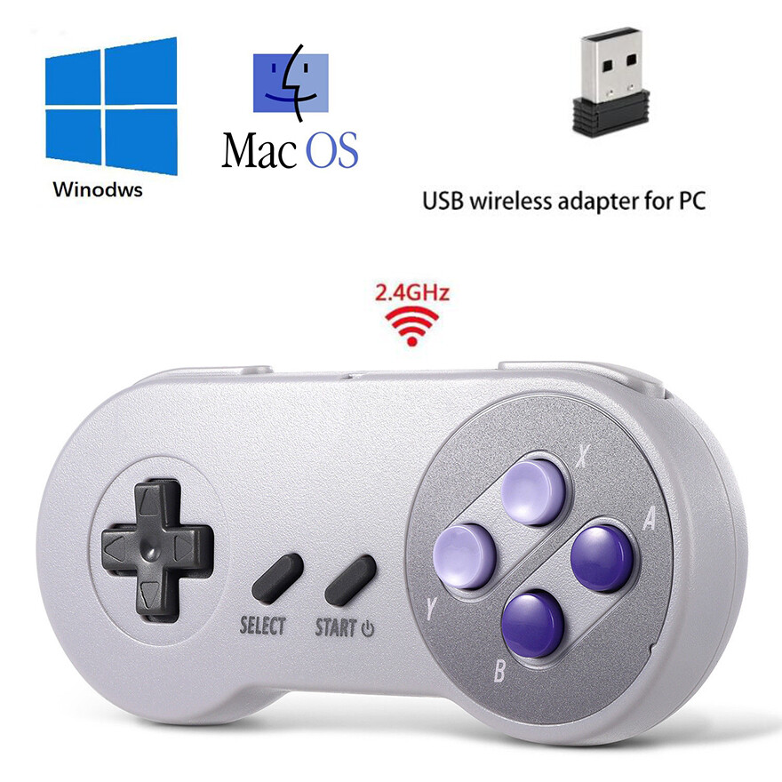 2x Wireless Classic USB SNES Controller Joypad For PC / MAC Super Nintendo Games