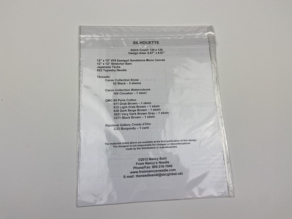 Nancy Needle Silhouette Needlepoint Pattern Regional quilt Series Canvas