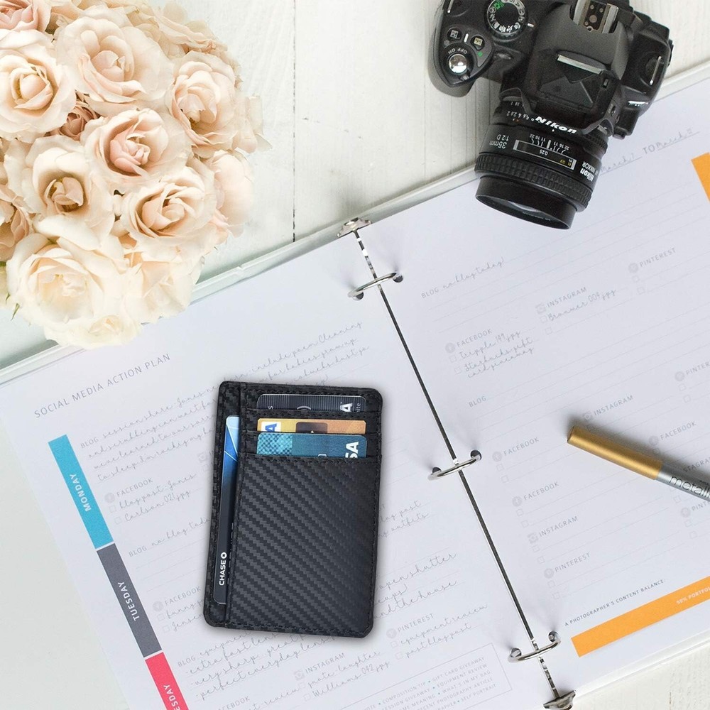 Slim Minimalist Card Holder Front Pocket RFID Blocking Leather Wallet for Men
