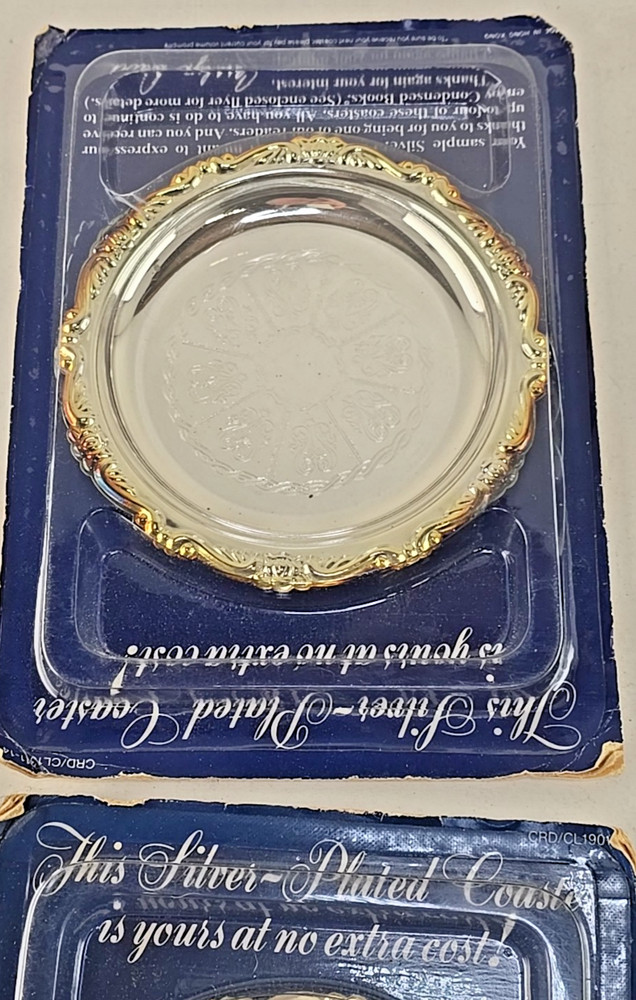 4X SILVER-PLATED 4" COASTERS VINTAGE