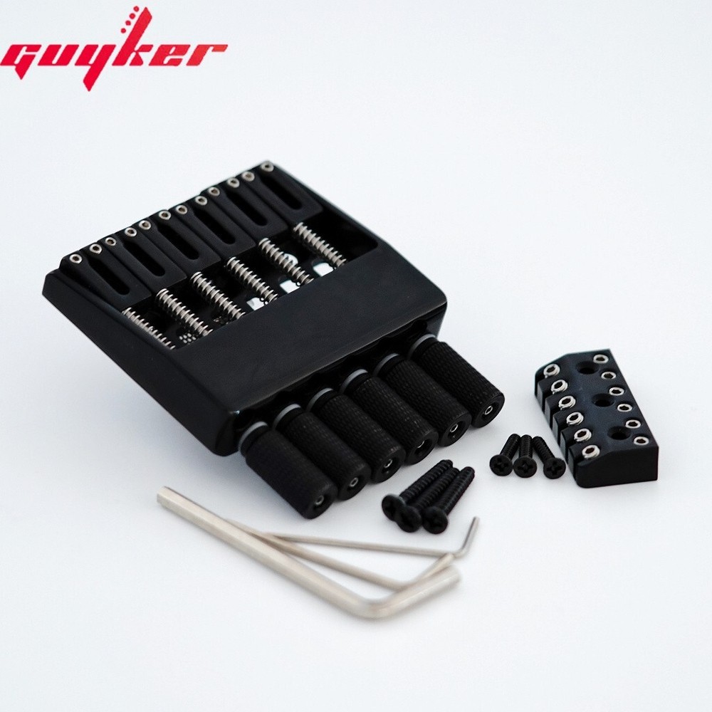 GUYKER Black 6 String Bridge Tailpiece for Headless Guitar Accessories