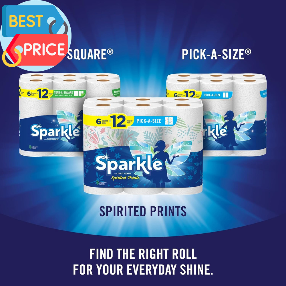 Pick-A-Size Paper Towels, Spirited Prints, 6 Double Rolls = 12 Regular Rolls, Ev
