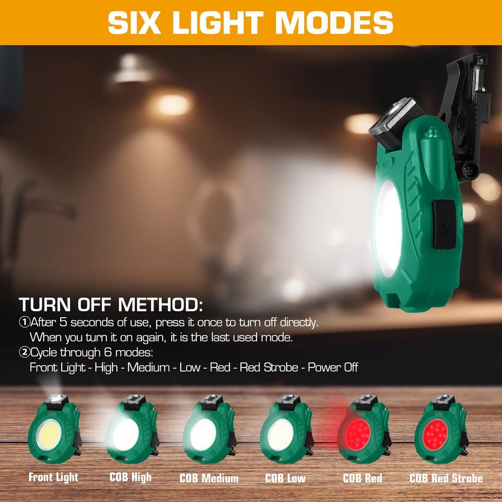 EverBrite Rechargeable COB Keychain Work Light Magnetic Flashlight 6 Light Modes