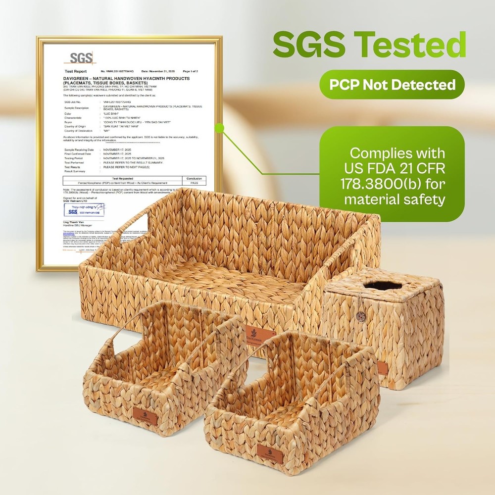 Storage Baskets Shelves Set of 3 Rectangular Open-Top Wicker Storage Bins W/
