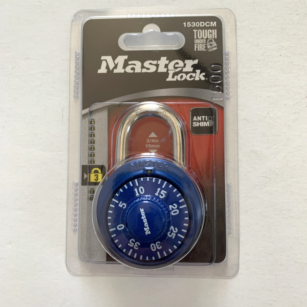 2 pack Masterlock 1530DCM Blue Combination Padlock Master Lock Anti Shim Colors