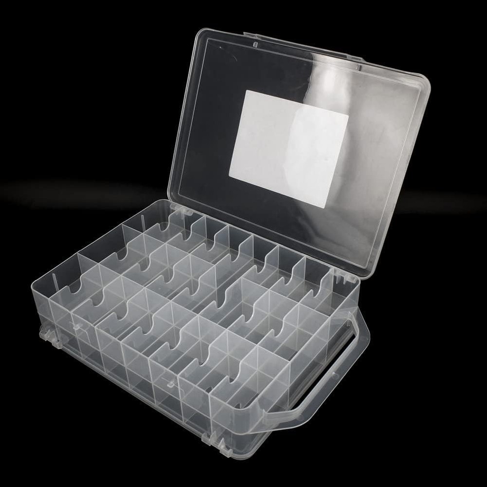 46 Grids Sewing Organizer, Double Sided Thread Box Storage, Portable Clear Pl...