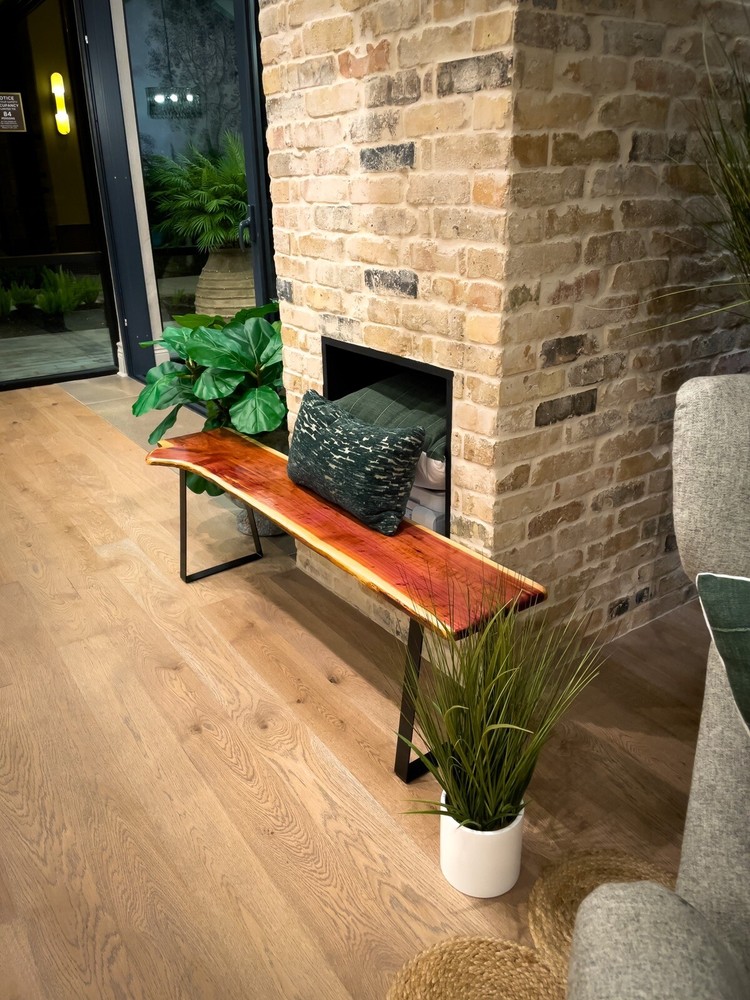 rustic wood bench