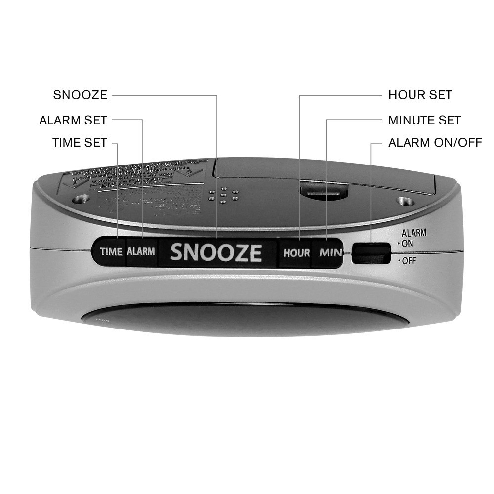 Digital Alarm Clock with Red LED Display Easy to Set Controls Cosmic Silver