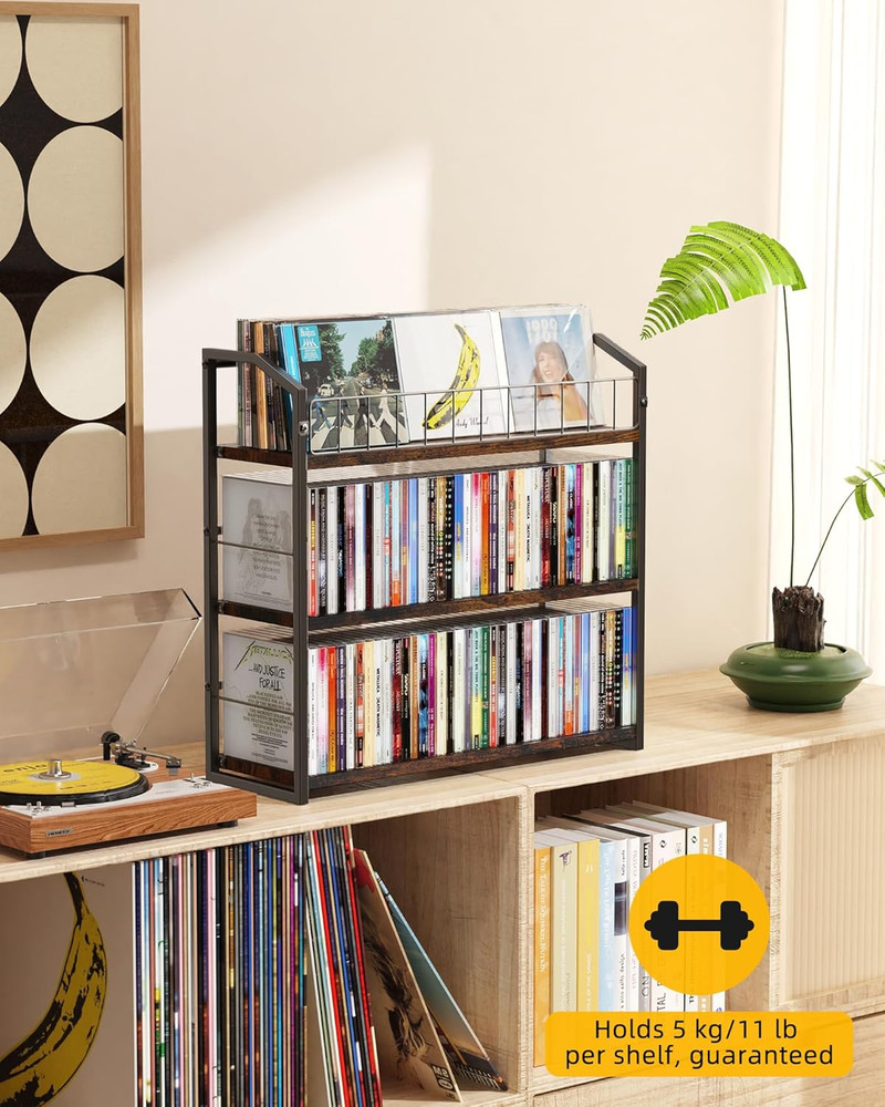 3-Tier CD Holder, CD Storage and Rack for Display, Storage Organizer with Displa