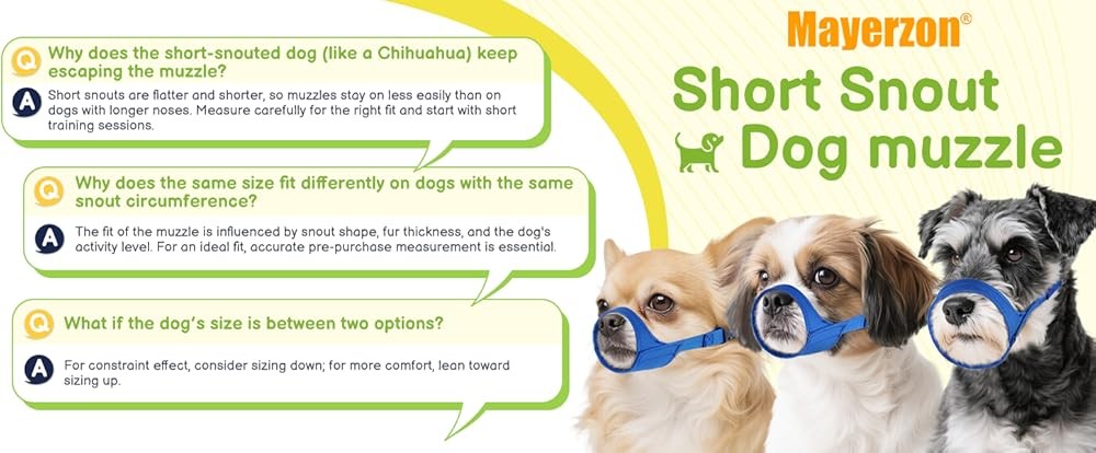 Short Snout Dog Muzzle for Small Medium Dogs, Soft & Sturdy