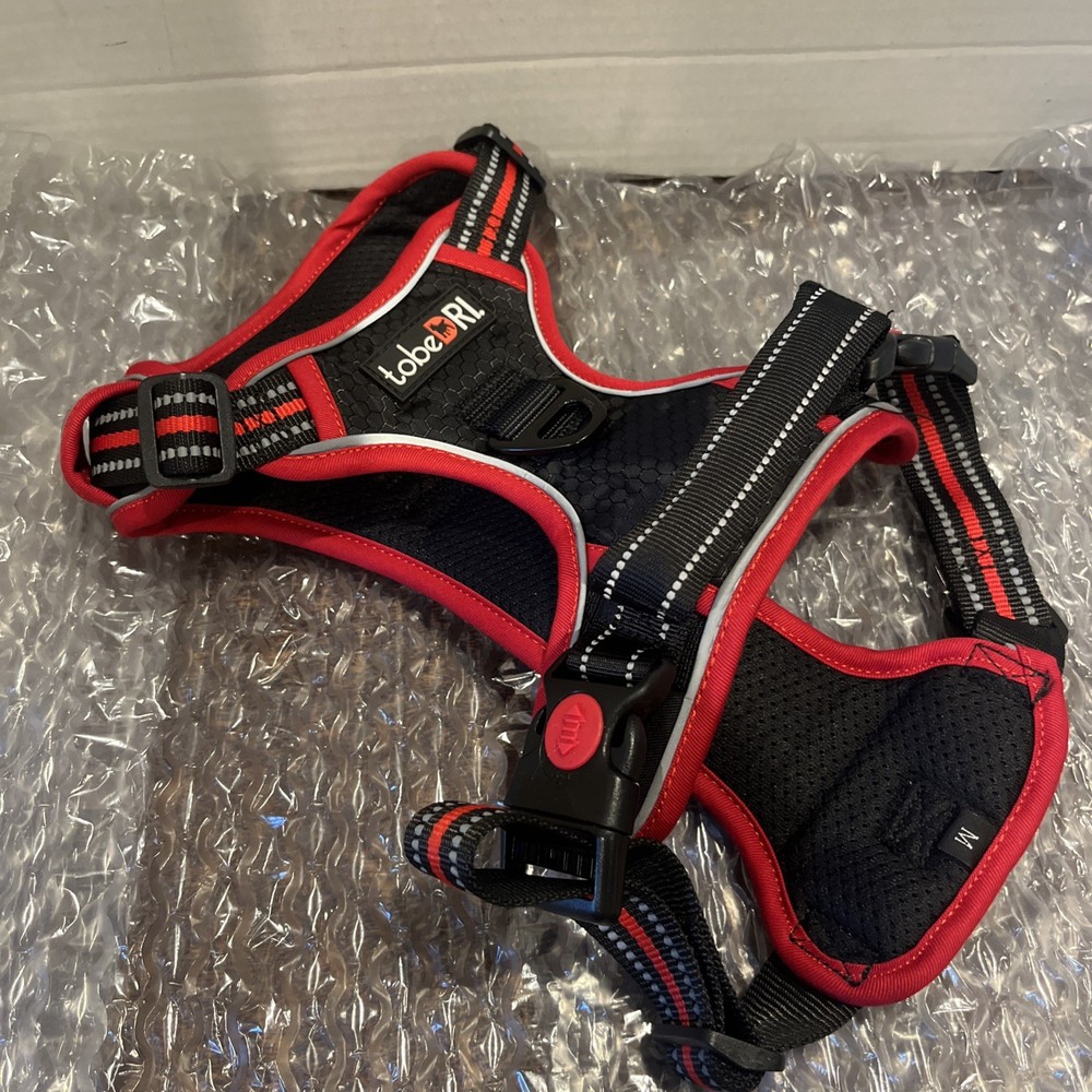 Tobe Dri. No Pull Dog Harness Size M Red And Black Sturdy With Handel