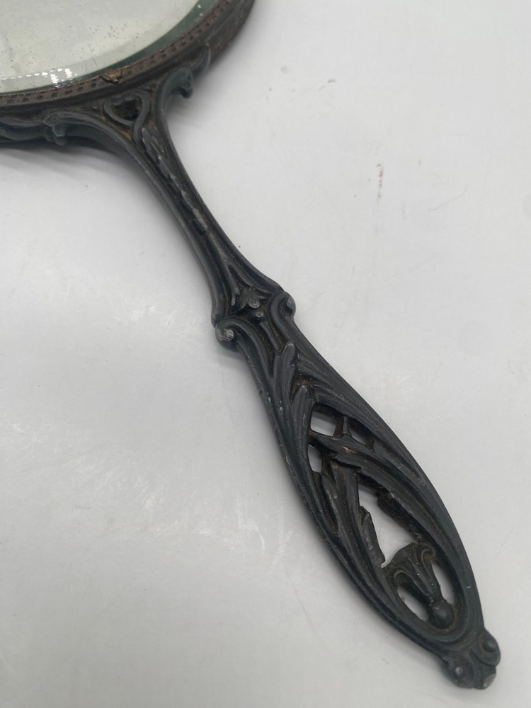 Vintage Vanity Hand Mirror – Decorative Metal Frame