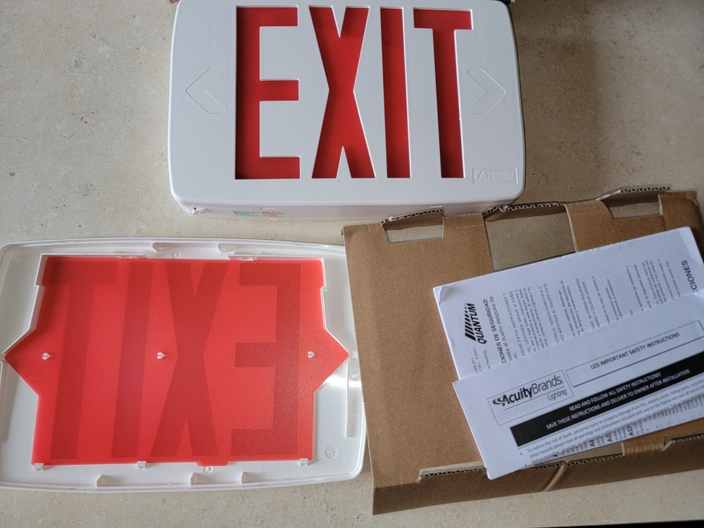 Exit Sign Lithonia Emergency Led Lighting Quantum Thermoplastic With Red Letters