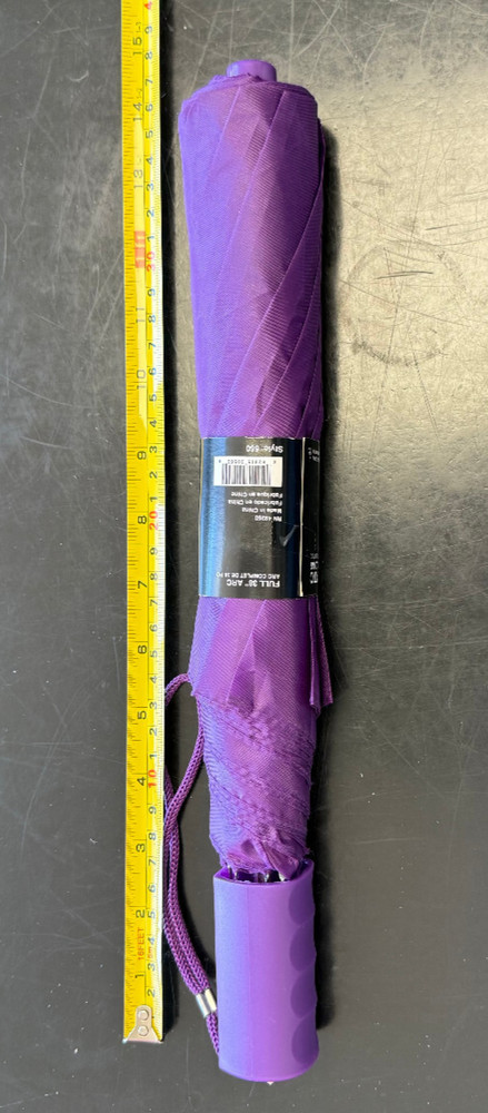 Weather Zone Automatic Oversize Purple Manual Push-Button Umbrella 38" Arc