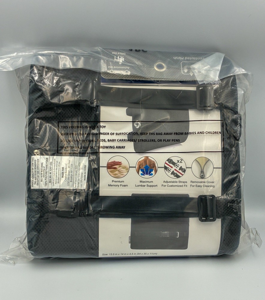 Samsonite Premium Memory Foam Lumbar Back Support Cushion NEW