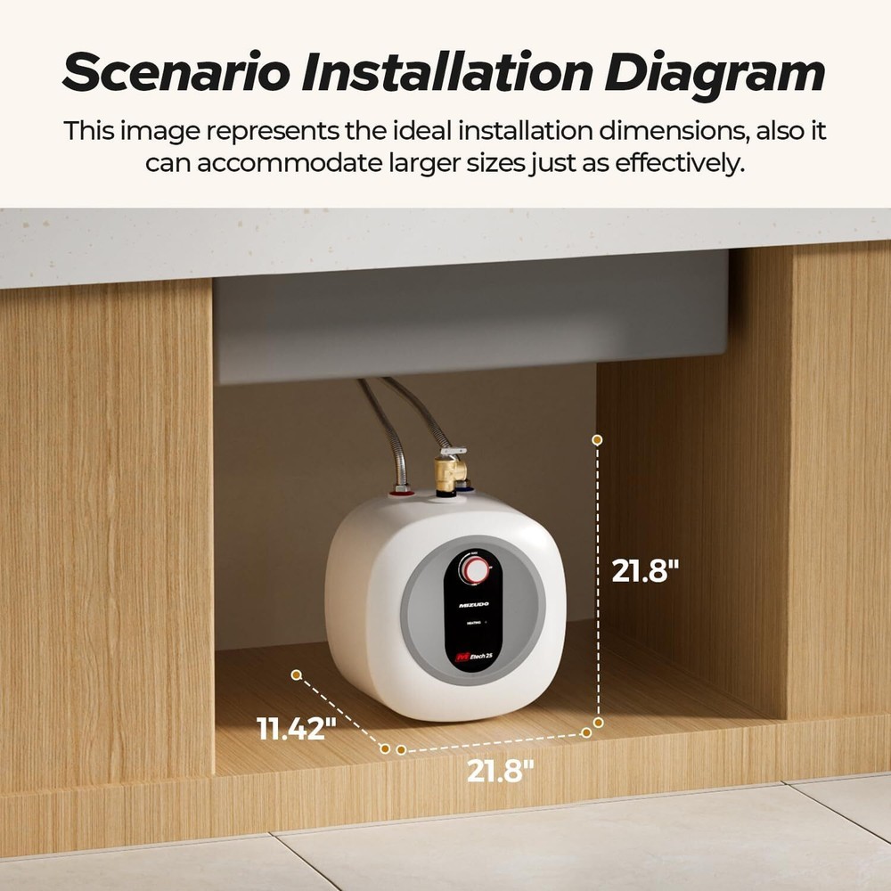 Electric Mini Tank Water Heater MIZUDO 2.5 Gallon Under Sink Hot Water Heater