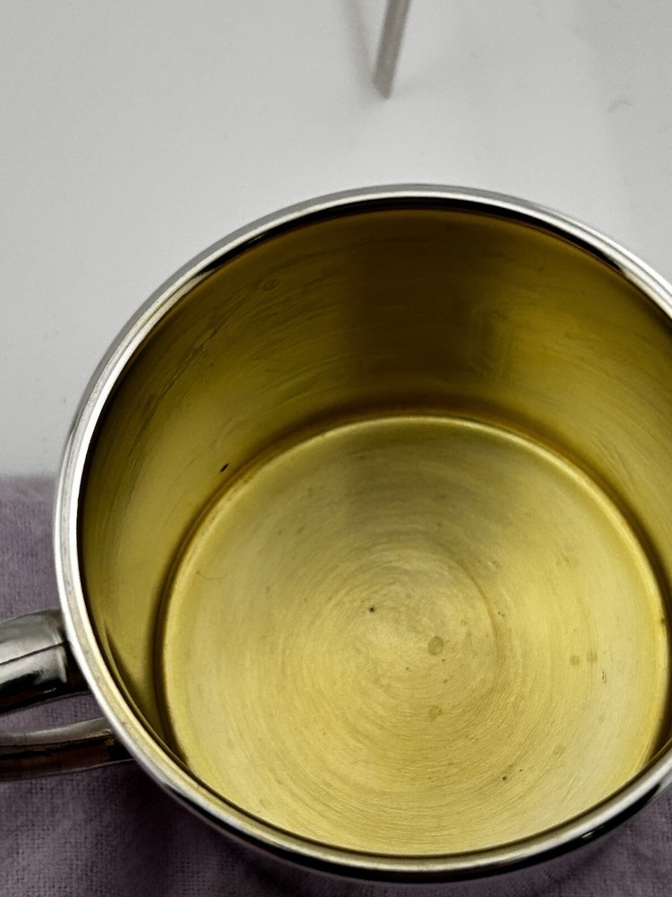 Oneida Ltd Baby Birth Records Engravable Silverplate Sipper Cup & Display Box