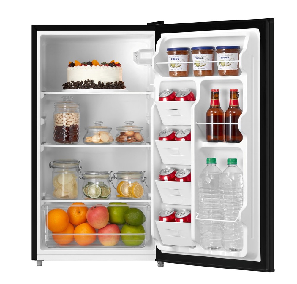 3.3 Cu Ft Compact Single Door Refrigerator, Black, Small Mini Fridge