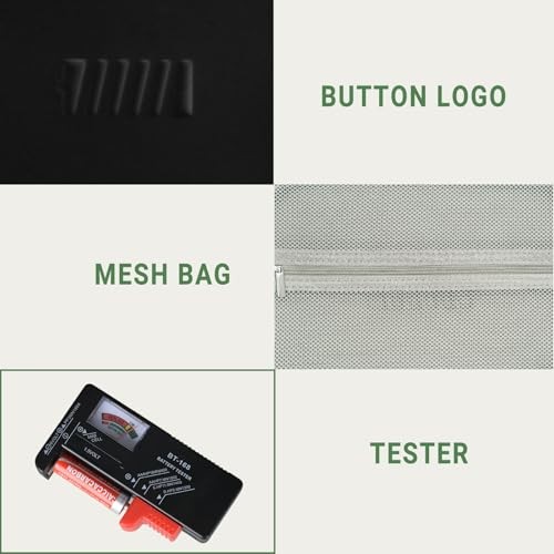 Battery Organizer Storage Case with Tester for AA AAA Button Battery black