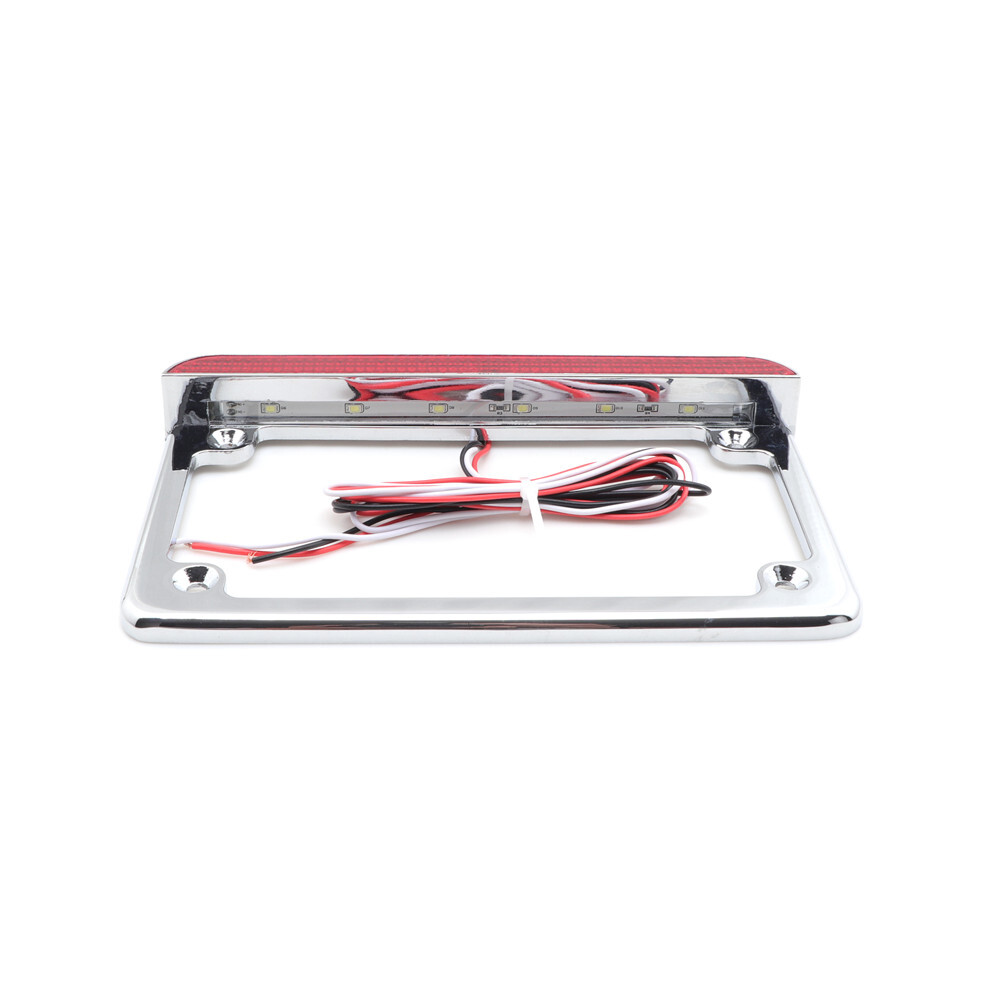 Chrome Motorcycle LED License Plate Frame With Rear Tail Brake Light Bracket