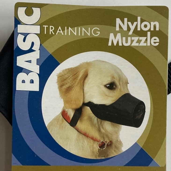 Black Dog Muzzle Large Basic Training Size 3 Nylon 7" to 7.5" Strong Flexible